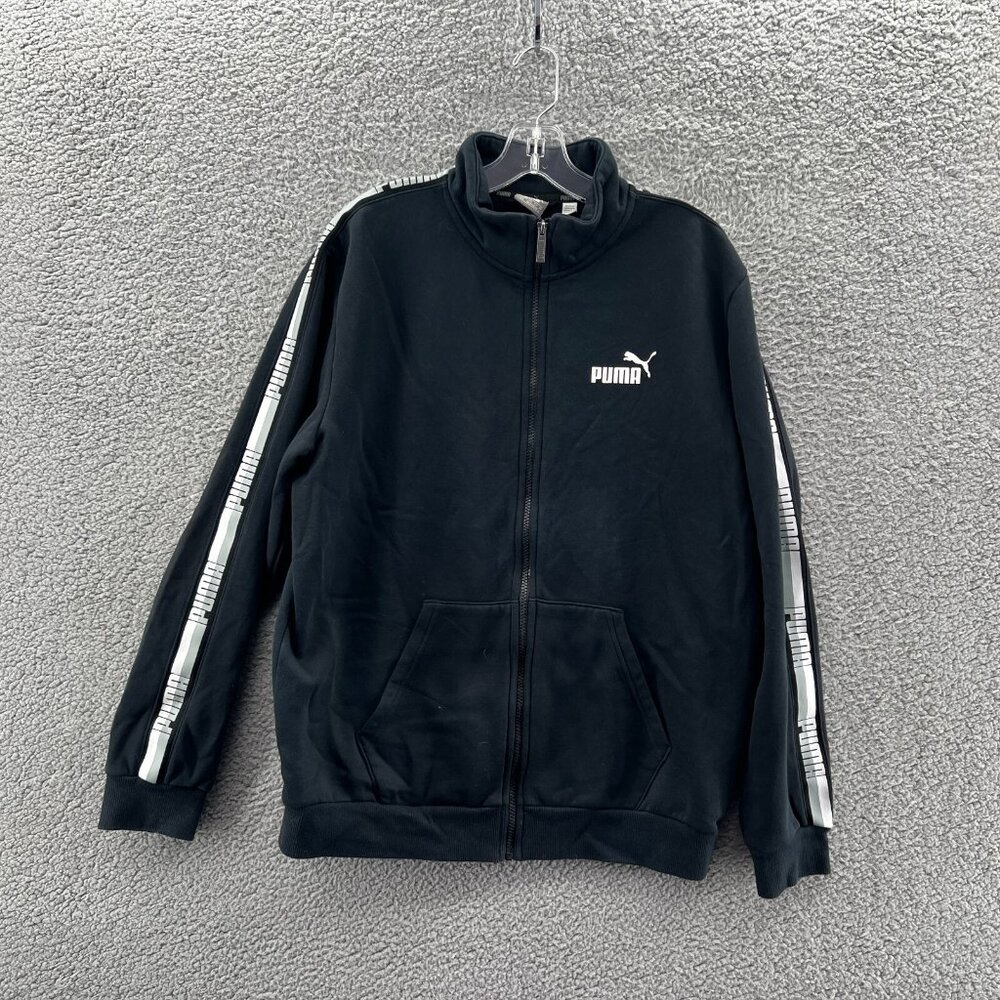 Puma Full Zip Jacket Mens Large Black Long Sleeve Track Windbreaker